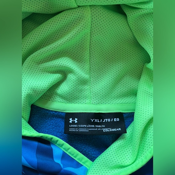 Under Armour Hoodie Youth XL Loose Coldgear Athletic Wear Blue/ Green - Picture 2 of 9